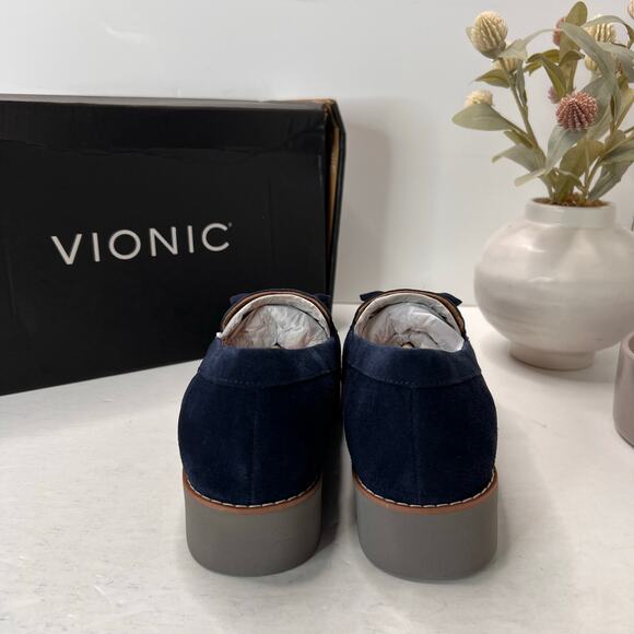 Vionic Finley Slip On Comfort Shoes Suede Loafers Syrah Blue Women 9.5 M NWB - Picture 2 of 11